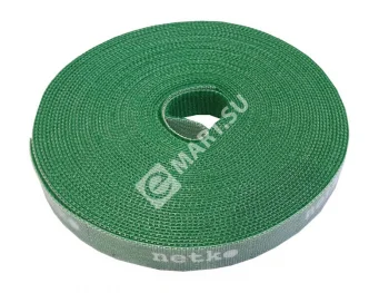 Netko Лента-липучка многоразовая 14,5мм*10м, с насечками для отрыва (каждые 2 см), зеленая Optima